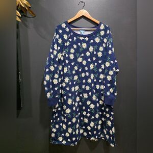 Cotton Draper James Natalie Sweatshirt Dress navy magnolia floral print Sz 2X